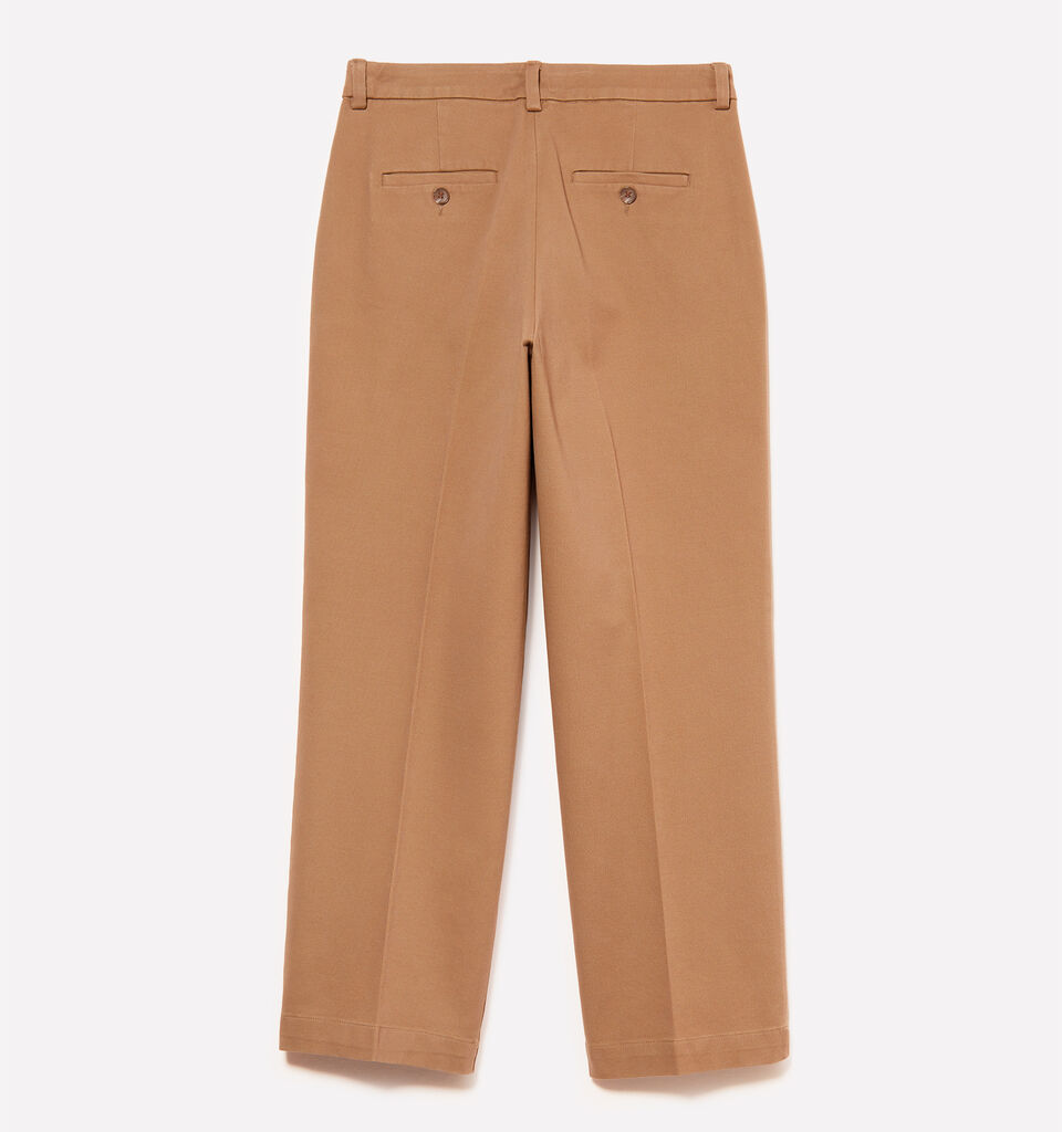 Dark brown high-waisted trousers - women's regular fit trousers - Camel | Sisley image number 2
